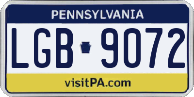 PA license plate LGB9072