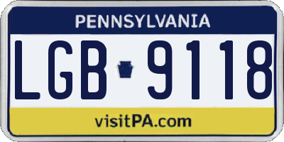 PA license plate LGB9118