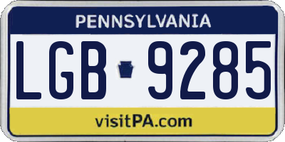 PA license plate LGB9285