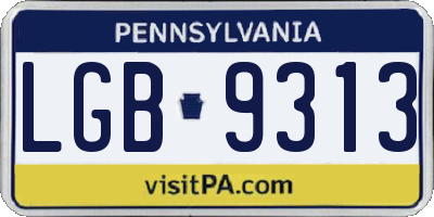 PA license plate LGB9313