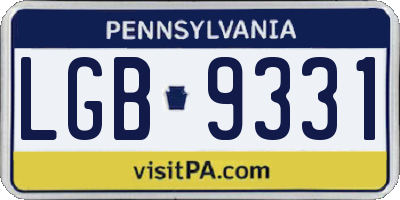 PA license plate LGB9331