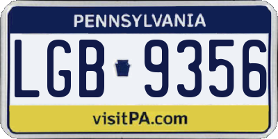 PA license plate LGB9356