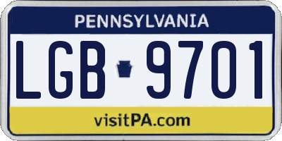 PA license plate LGB9701