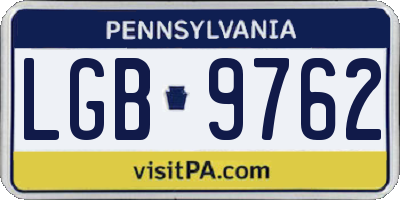 PA license plate LGB9762
