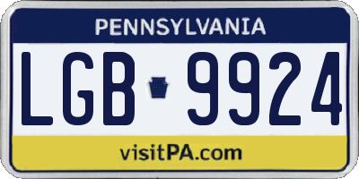 PA license plate LGB9924