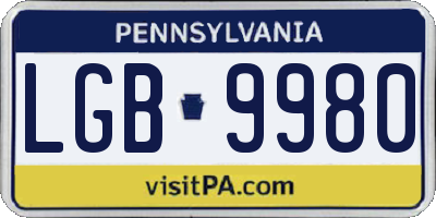PA license plate LGB9980