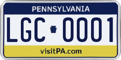 PA license plate LGC0001