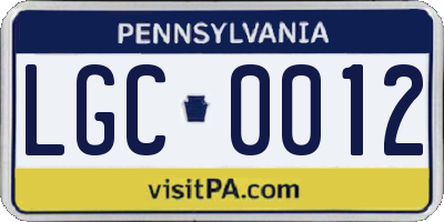 PA license plate LGC0012