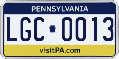 PA license plate LGC0013