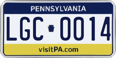 PA license plate LGC0014