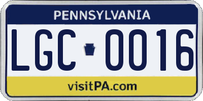 PA license plate LGC0016