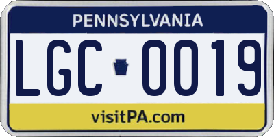 PA license plate LGC0019