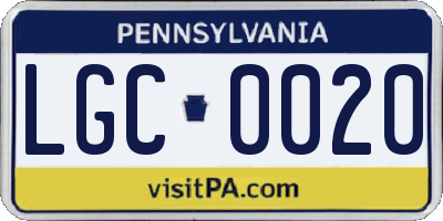PA license plate LGC0020