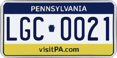 PA license plate LGC0021