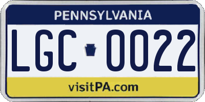 PA license plate LGC0022