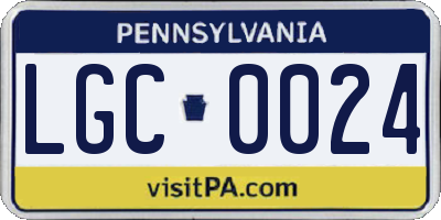 PA license plate LGC0024