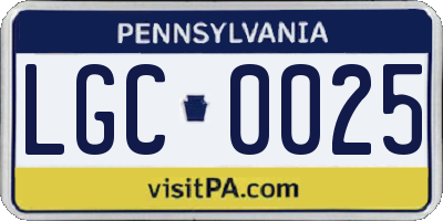 PA license plate LGC0025
