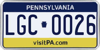 PA license plate LGC0026