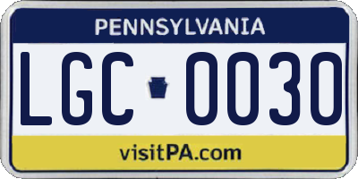 PA license plate LGC0030