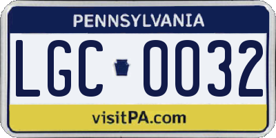 PA license plate LGC0032