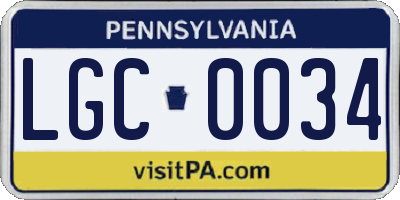 PA license plate LGC0034