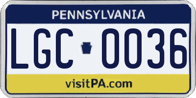 PA license plate LGC0036