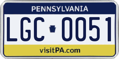 PA license plate LGC0051