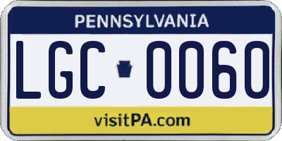 PA license plate LGC0060