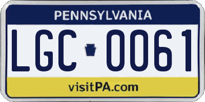 PA license plate LGC0061