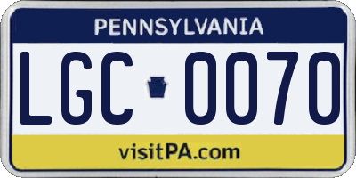 PA license plate LGC0070