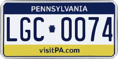 PA license plate LGC0074