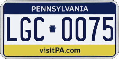 PA license plate LGC0075