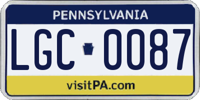 PA license plate LGC0087