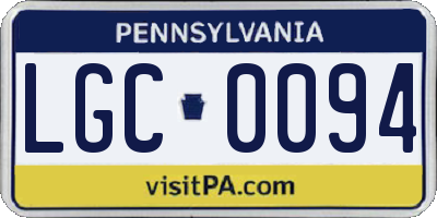 PA license plate LGC0094