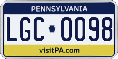 PA license plate LGC0098