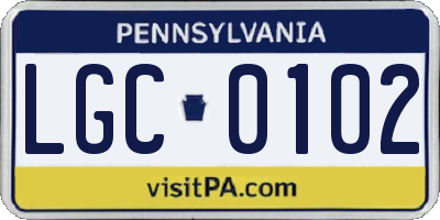 PA license plate LGC0102
