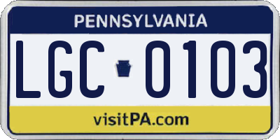 PA license plate LGC0103