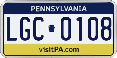 PA license plate LGC0108