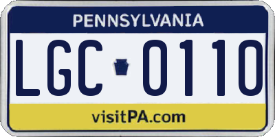 PA license plate LGC0110