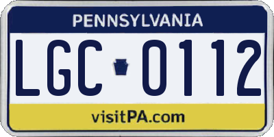 PA license plate LGC0112