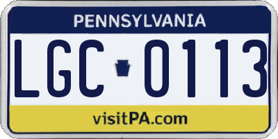 PA license plate LGC0113