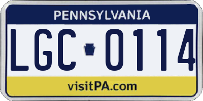 PA license plate LGC0114