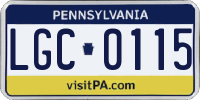 PA license plate LGC0115