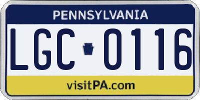 PA license plate LGC0116