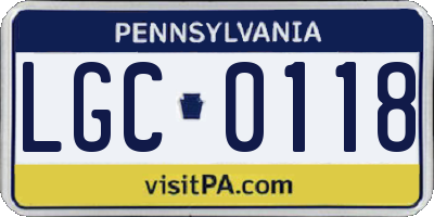 PA license plate LGC0118