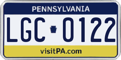 PA license plate LGC0122