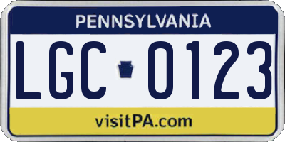 PA license plate LGC0123
