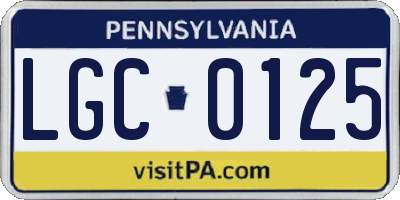 PA license plate LGC0125
