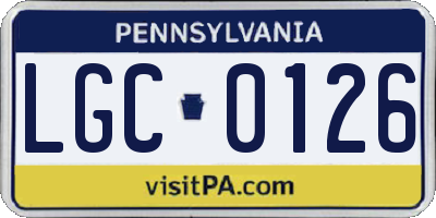 PA license plate LGC0126