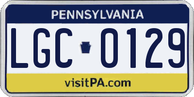 PA license plate LGC0129